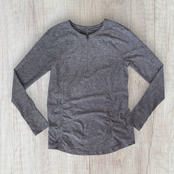 Athleta Fast Track Half Zip Pullover Gray Heather Performance Stretch Size L - Picture 2 of 6